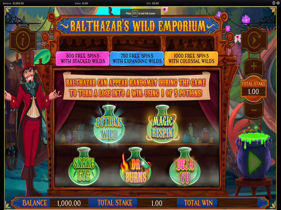 Balthazars Wild Emporium Slot Bonus
