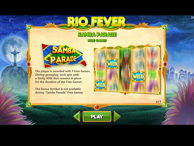 Rio Fever Slot Paytable